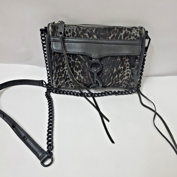 Y2K Rebecca Minkoff Mini MAC Convertible Crossbody Bag Leopard Print Calf Hair - Picture 2 of 11